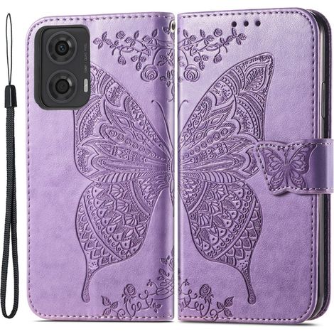 Custodia a libro per Motorola Moto G24 / G24 Power / G04, farfalla, viola (1/5)