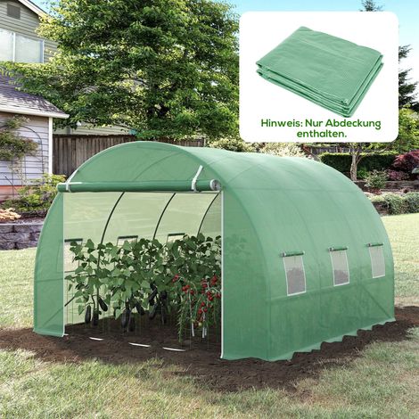 Lámina de repuesto para invernadero de 3x3x2 m, robusta, resistente al desgarro, 6 ventanas, puerta, verde