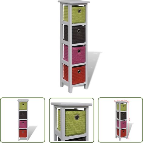 The Living Store Korb-Kommode mit mehrfarbigen Körben Paulownia-Holz - Holzmöbel - Regal - Aufbewahrungsregale - Wohnzimmermöbel - Schlafzimmermöbel (1/5)