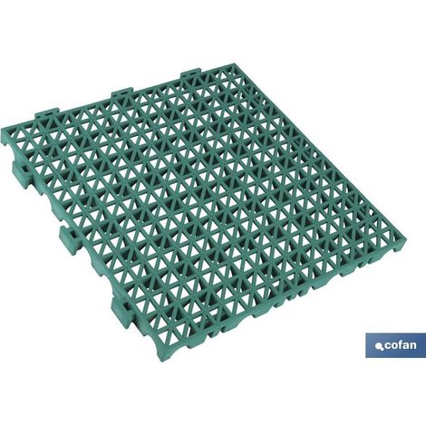 Lot de 4 dalles creuses en PVC 33 x 33 x 2 cm, montage facile et fixation par clic.