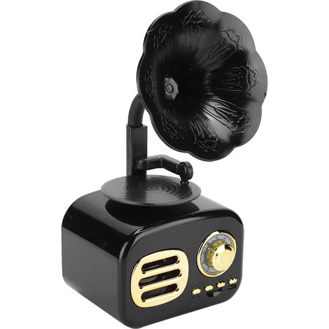 Mini enceinte Bluetooth rétro intelligente et portable, lecteur de musique pour ordinateur de bureau et portable, noire (1/5)