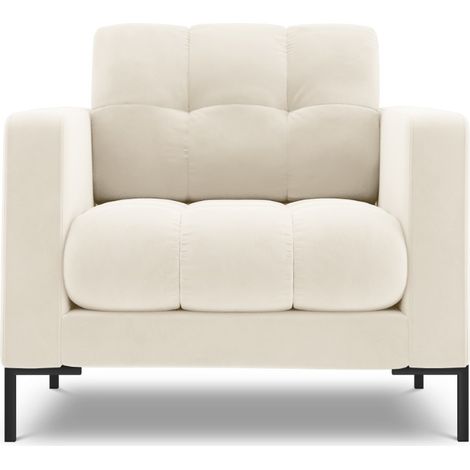 Fauteuil en velours beige clair (1/5)