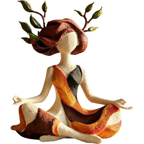 Statuetta in resina raffigurante una figura in meditazione, scultura astratta ispirata allo Zen e allo yoga, che simboleggia l'armonia interiore, statua spirituale in stile bohémien. (1/5)