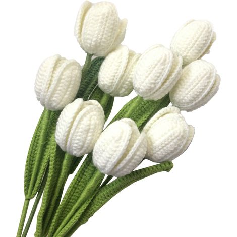 Bouquet de tulipes tissé à la main, sac en tissu à faire soi-même, crochet, laine, cadeau fait maison pour la Saint-Valentin. (1/5)