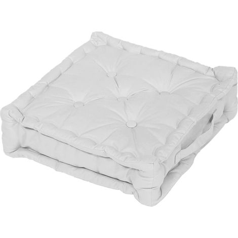 Coussin tapissier Panama en coton - 50 x 50 x 10 cm - Blanc - Livraison gratuite (1/2)