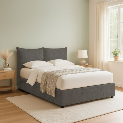 Letto Matrimoniale Uckfield, Sfoderabile, Contenitore Made in Italy, Grigio Tortora (1/5)