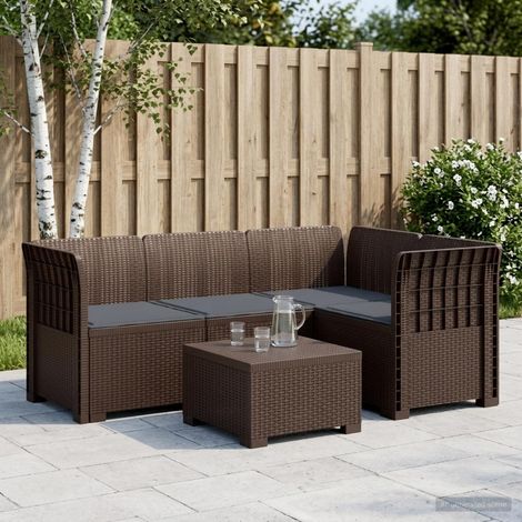 vidaXL Sofá de Jardín para 4 Personas con Cojines Estilo Rattan PP (1/5)