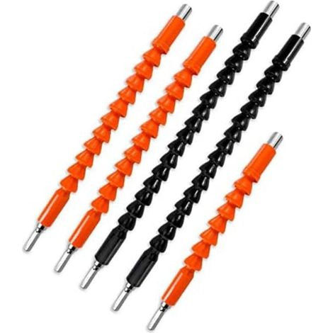 5 rallonges flexibles pour forets, 300, 250 et 200 mm, raccord hexagonal 1/4", embout de tournevis, adaptateur à dégagement rapide, alimentation.-AquaForge (1/5)