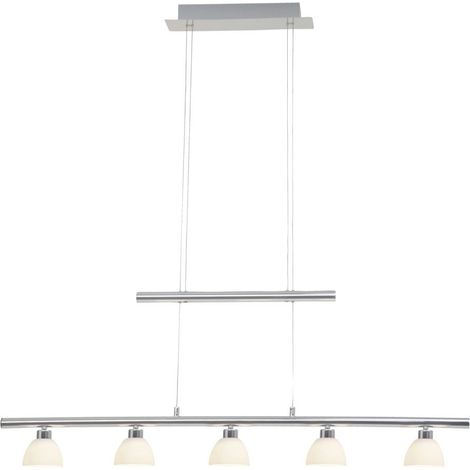 BRILLIANT lampe Tonja LED suspension 5 lumières chrome / blanc 5x 5W LED intégré (COB), (285lm, 3000K) Échelle A ++ à E Hauteur réglable par contrepoids (1/3)