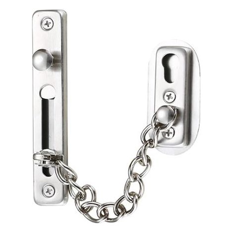 Chaîne de sécurité,chaîne de porte en acier inoxydable 304,serrure à chaîne de porte avec vis,utilisée pour les portes et fenêtres intérieures des hôtels familiaux,argent chromé brossé (1/5)