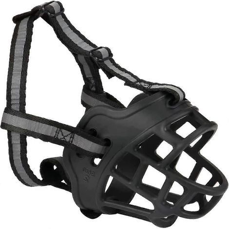 Muselière en silicone souple pour chiens, muselière anti-aboiements et anti-morsures avec maille respirante et bandeau en nylon résistant pour chiens de petite, moyenne et grande taille (7. (1/4)