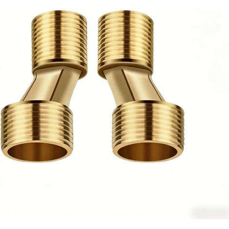 2 Pack Brass Eccentric Fitting, 3/4" x 1/2" AG Brass External Thread, Offset Faucet Connector, Adjustable Swivel Arm for Wall Taps, Bathroom (1/5)