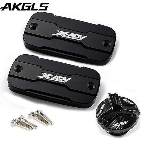 Bouchon de réservoir de liquide de frein avant + bouchon de remplissage pour moto Honda X-Adv 750, X-Adv 300, 750 et 1000 (2017-2022) - Kit noir (1/4)