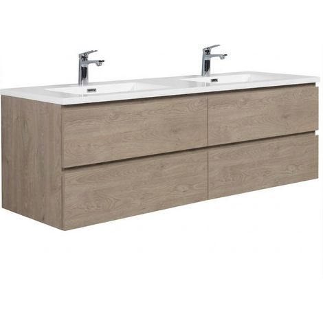 Conjunto de muebles de baño Angela 160 x 48 cm – Roble castaño –