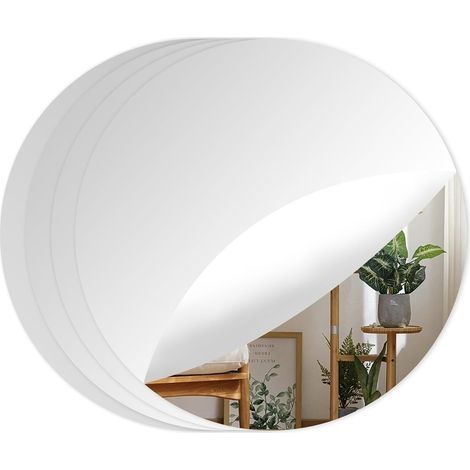 Lot de 4 autocollants miroir ronds 20 x 20 cm, en acrylique incassable, 2 mm, pour cuisine, maison, salon, chambre à coucher (1/5)