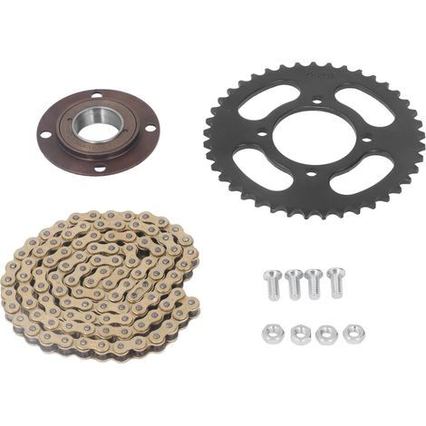 Chaîne avant/arrière kit couronne en alliage d'aluminium or, combo transmission 104 maillons chaîne 420, plateau 41 dents, pignon lisse.
