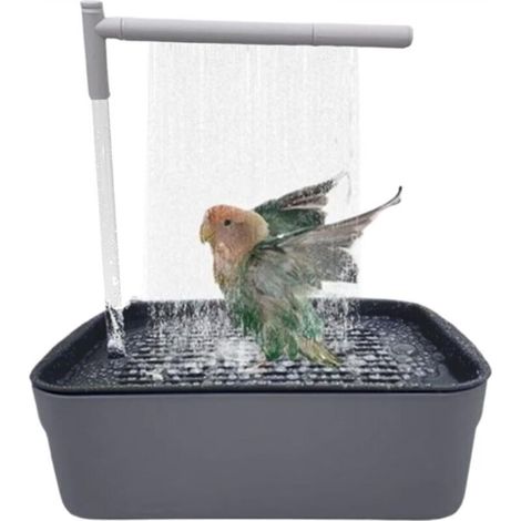 Automatic bird bath with running water (for African Grey parrots, ferrets, cockatiels) - Size L - Black (1/4)
