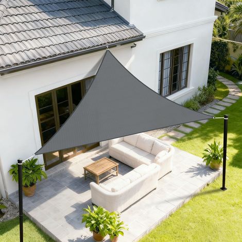 2x2x2m Sonnensegel Dreieckig,420D Oxfordgewebe Wasserdicht Sonnenschutz Sunsegel UV-Schutz,für Außenbereich,Garten,Terrasse Balkon -Grau