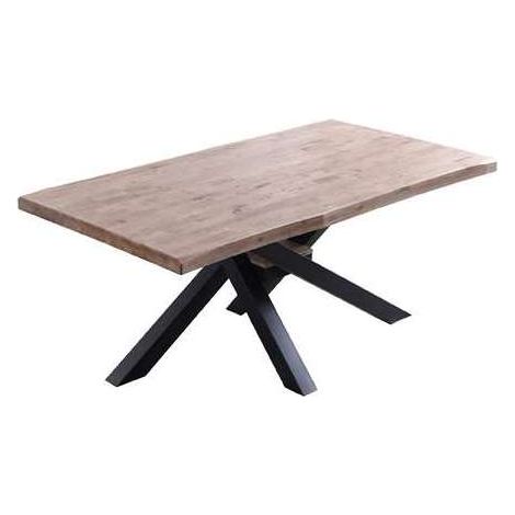 Mesa de comedor fija Xena 180 tapa con forma acabado roble honey/negro, 76 cm(alto)180 cm(ancho)100 cm(largo) (1/2)