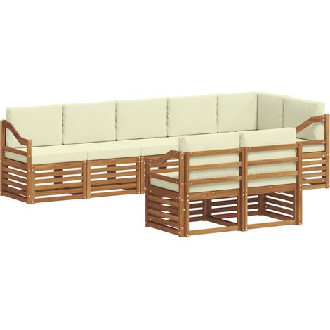 Outdoor-Sofagarnitur 8 Stk. Natur und Creme Polyester vidaXL (1/5)