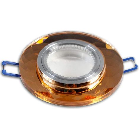 Portafaretto incasso per faretto tondo in vetro effetto specchio taglio di diamante nero argento blu marrone foro 50 mm marrone (1/2)