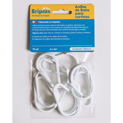 Anneaux pour rideau de douche type mousqueton 10 unités blanc