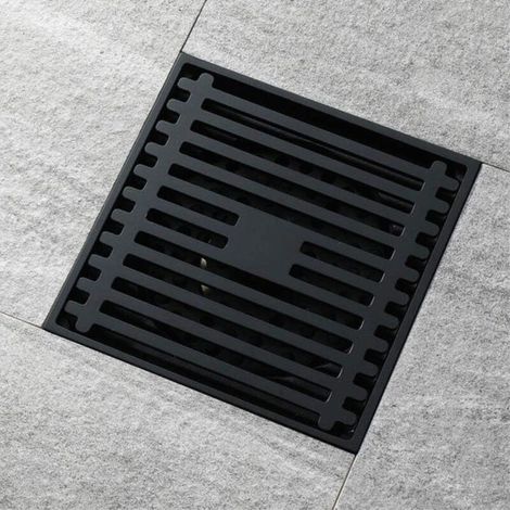Duschablauf aus schwarzem Messing, 10 x 10 cm – Abnehmbarer Deckel – Korrosionsbeständig – Für moderne Duschen und Nassbereiche