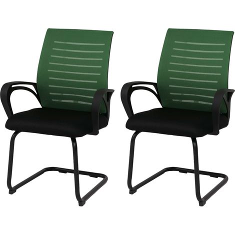 Lot de 2 chaises de salle à manger HWC-K51, chaises avec accoudoirs, tissu (250 g/m2) MVG - vert, st (1/5)