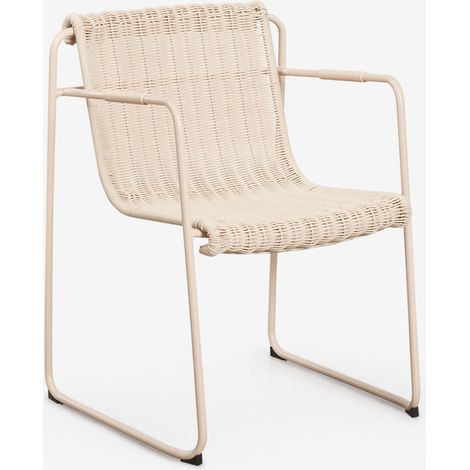 Pack di 4 sedie da giardino impilabili con braccioli in rattan sintetico e acciaio Revia SKLUM