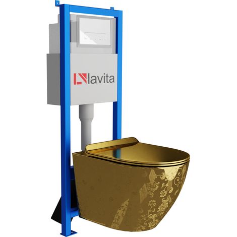 Bâti-support Lavita LAV 101 à 40 cm + WC Sofi Slim Golden Eye sans bord + plaque de commande LAV 200.3.1 blanc Kit complet WC (1/5)