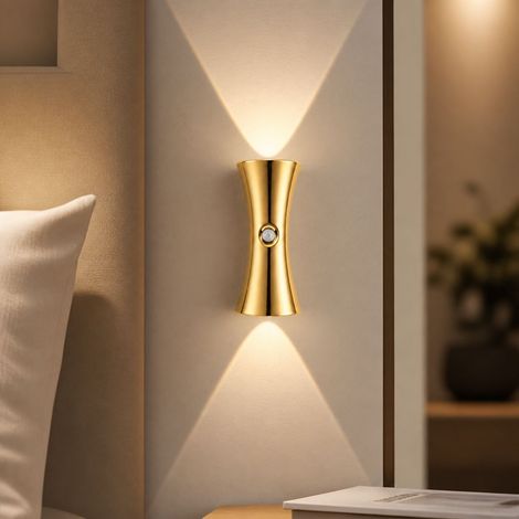 Applique Murale LED Sans Fil Détecteur de Mouvement Aimantée Rechargeable USB 3 Températures de Couleur Bois Doré pour Couloir (1/5)
