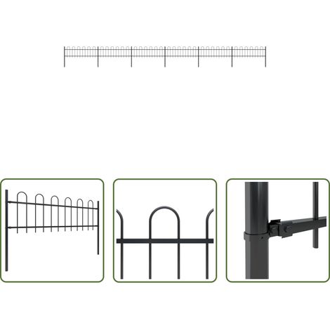Clôture décorative - Clôture de jardin avec arceau en acier 1070 x 60 cm Noir (1/5)