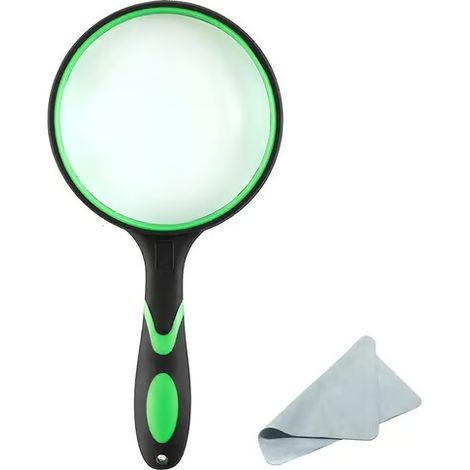 Loupe de lecture portable incassable grossissante x10 (100 mm) avec poignée souple antidérapante pour la lecture de journaux (1/5)