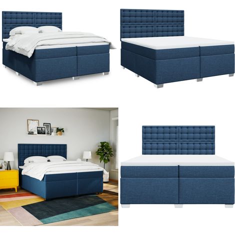 Boxspringbett mit Matratze Blau 200x200 cm Stoff - Boxspringbett - Doppelbett - Bettsofa - Schlafsystem - Blau - Home & Living (1/5)