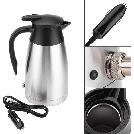 Bollitore elettrico da auto in acciaio inox da 1000 ml, 12V/24V, ideale per viaggi. (1/5)