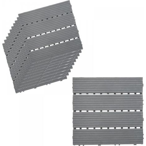 10 Pezzi Piastrelle Plastica Giardino 30x30x2cm Pavimento Esterno PVC Grigio