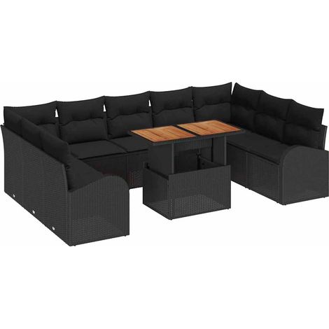 Maison Exclusive - Garten-Sofa-Set mit Speicher 10 pcs Schwarz Po