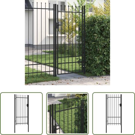 vidaXL Stahl - Zauntor Boxtel Einzeltür mit Dorn Stahl 1 x 2 m Schwarz (1/5)