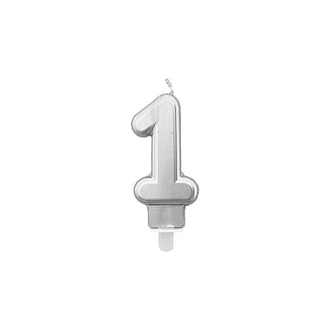 Vela plateada número "1"