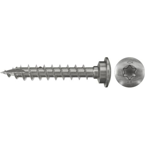 Fischer 50x Pfostenschraube 7 x 40 Zentrierkopf nicht rostender Stahl A2 Vollgewinde Innenstern TX - 660702