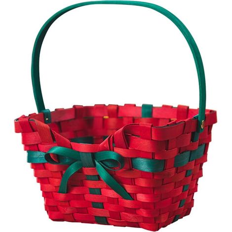 Panier De Rangement Tissé - Avec Poignée Et Nœud Décoratif - Pour Cadeaux De Noël - Panier De Stockage Festif - 1 Pièce (1/4)
