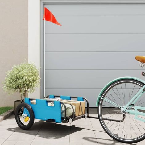 Remorque Vélo 122 cm Turquoise pour Marchandises à fixer à un vélo. (1/5)