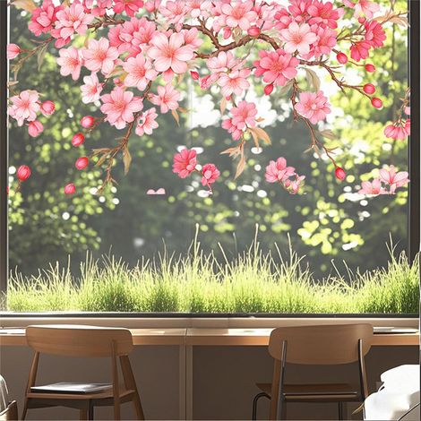 LOLLANDA Autocollants pour fenêtres en forme de fleurs, avec des motifs de bouquets colorés, un effet réaliste et réutilisables.60x30CM (1/5)
