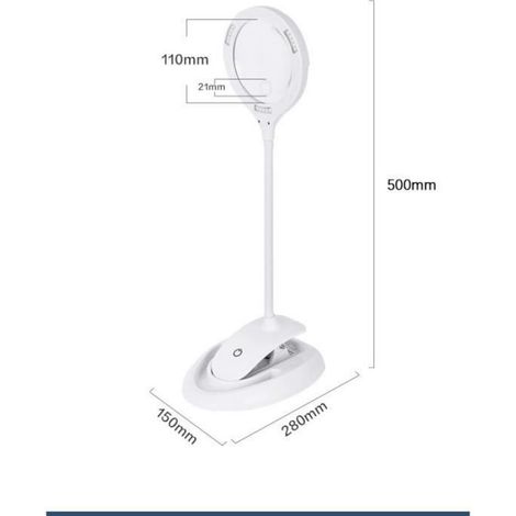 Loupe Clip-on Table Top Desk Loupe USB Rechargeable LED 5x 10x 110mm (1/4)