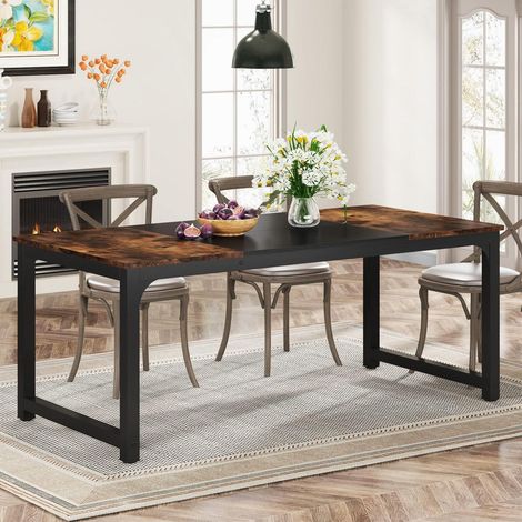 Esstisch 180x80 cm im Industriestil, rechteckig, für 4-6 Personen, rustikales Braun (1/5)