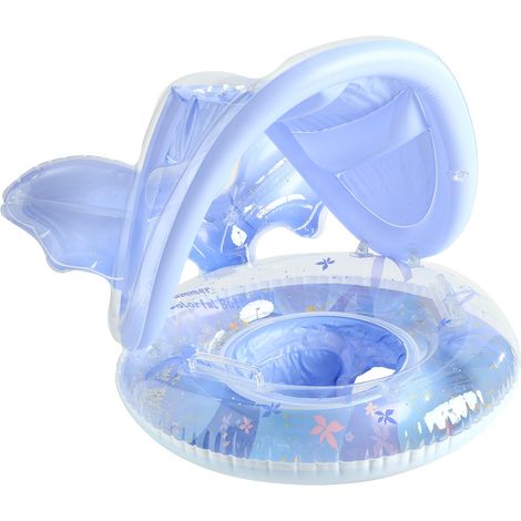 Flotador hinchable infantil – Moderno y versátil con parasol, ligero – Para niños y niñas – Ideal para jardín, patio, terraza o playa – Diseño elegante y de alto rendimiento (azul) (1/5)