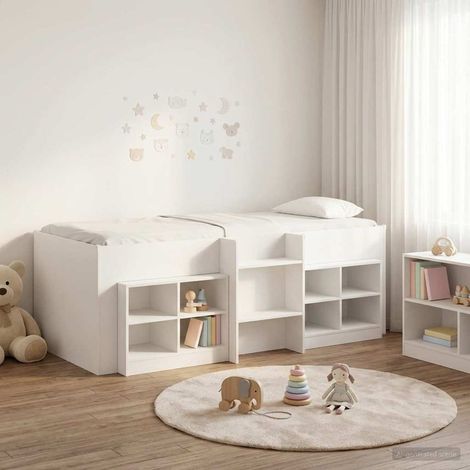vidaXL Struttura Letto Loft con Mobile con lo scaffale 3 pz Bianco (1/5)