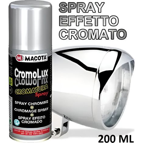 MACOTA CROMOLUX Vernice Cromata Spray 400ml Cromatura Resistente al Calore Cromo Packaging - 200ml (1/3)