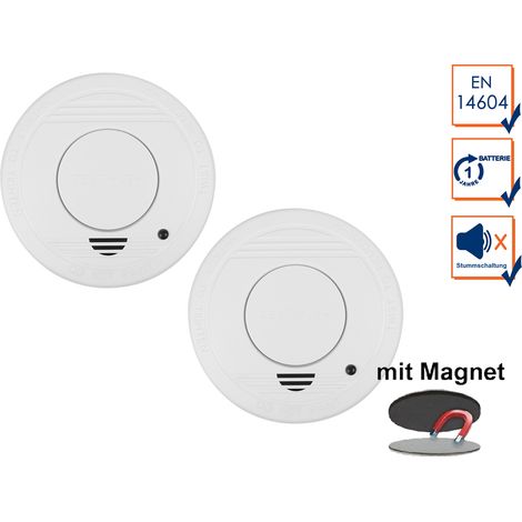 2er-Set Rauchmelder mit 1 Jahres Batterie - Stummschaltfunktion + Magnethalter (1/5)