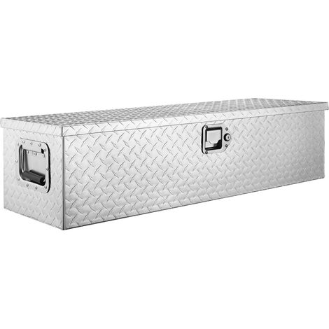 Coffre à outils en aluminium robuste pour benne de camion avec serrure et poignée, 99,1 x 33 x 25,4 cm, idéal pour pick-up et remorque. (1/5)